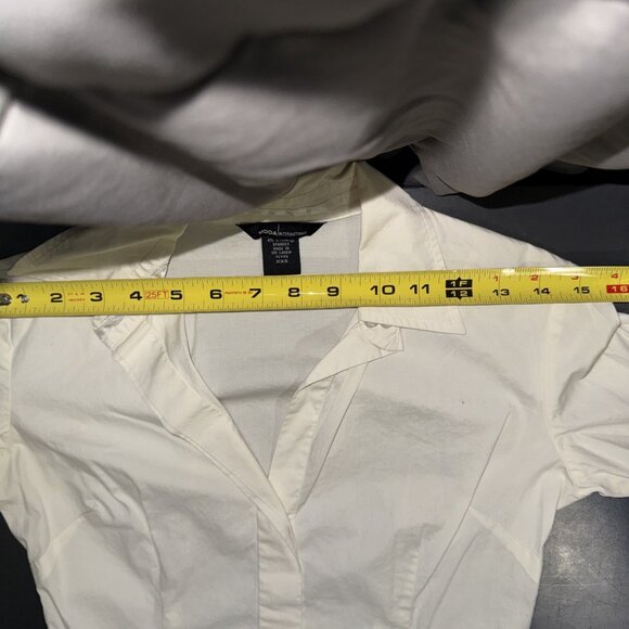 Moda International Button Up Shirt Women’s Size 2XS Ivory Long Sleeve Collared - Picture 11 of 16